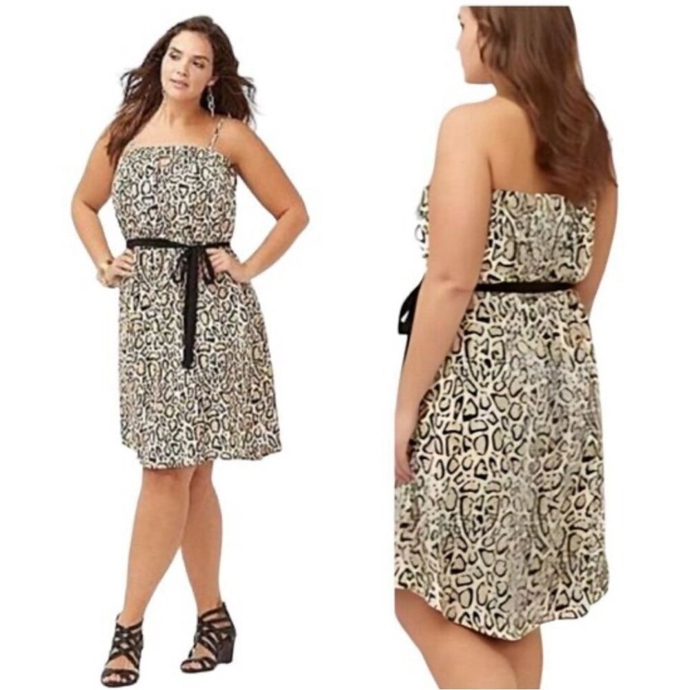 Lane Bryant Leopard Print Tube Tie Dress Strapless Size 18/20